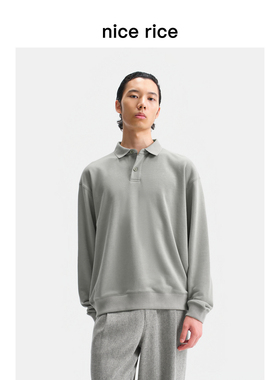 nice rice好饭 25秋季新品340G宽松复古Polo领休闲卫衣男NHQ04026
