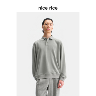 新品 25秋季 340G宽松复古Polo领休闲卫衣男NHQ04026 rice好饭 nice