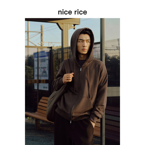 nicerice好饭宽松开衫连帽卫衣