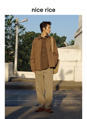 nice rice好饭 26春季新品宽松微锥内抽绳斜插袋休闲长裤NIC11033