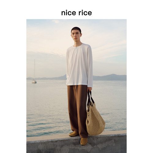 nicerice好饭宽松亚麻休闲长裤