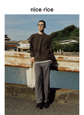 nice rice好饭 25秋季新品棉麻混纺肌理直筒工装休闲裤男NHQ11036