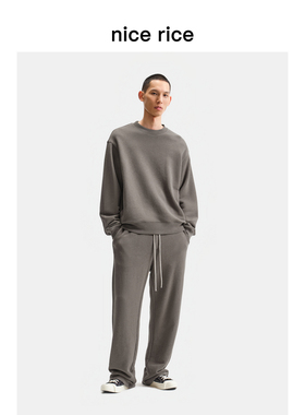 nice rice好饭 25秋季新品400G全棉花纱撞色抽绳直筒卫裤NHQ12011