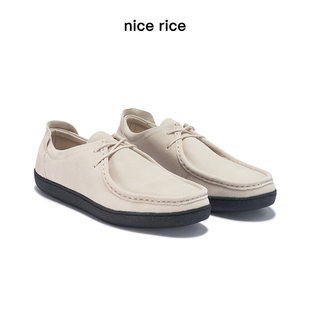 rice好饭 休闲袋鼠鞋 25冬季 V底反毛牛皮男士 NHD27113 新品 nice