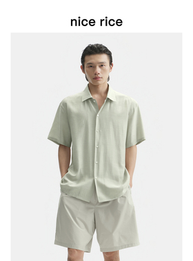 nice rice好饭 夏季轻薄简约宽松翻领休闲男士短袖衬衫NHX03073