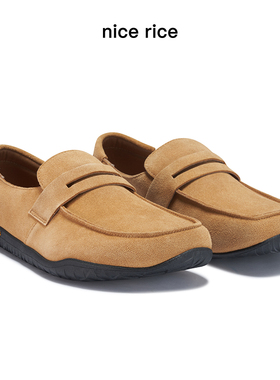 nice rice好饭 25冬季新品V底反毛牛皮男士休闲乐福鞋NHD27114