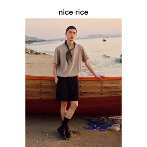 nicerice好饭宽松开衩针织短裤