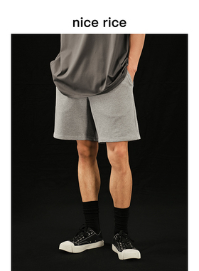 nice rice好饭 r.系列350G美式全棉休闲直筒针织短裤男NGC12079