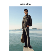 rice好饭 26春季 新品 nice 12.5盎司宽松深灰水洗牛仔裤 男NIC13059
