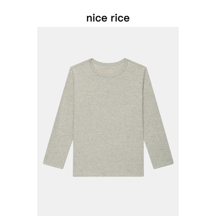 nice rice好饭 童装有机棉混纺微弹儿童圆领修身长袖T恤NGC02083