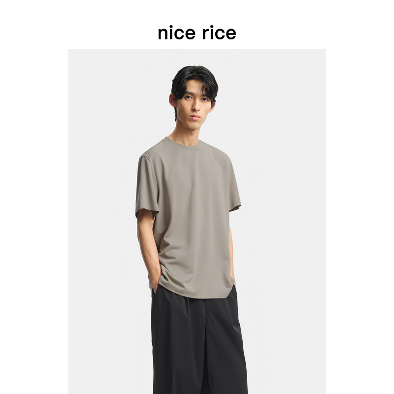 nice rice好饭 26夏季新品190G直身圆领凉感纸纱短袖T恤NIX02118
