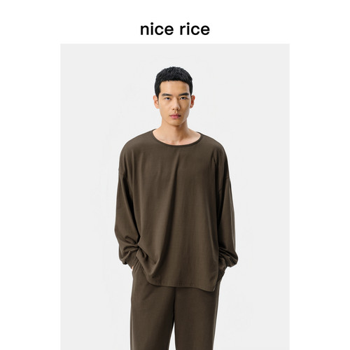 nicerice好饭大领口廓形长袖T恤