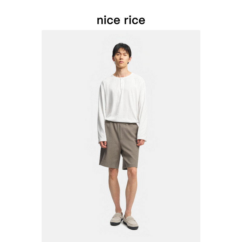 nice rice好饭 26春季新品370G全棉休闲直筒男士针织短裤NIC12052