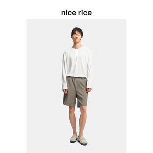 370G全棉内抽绳直筒针织短裤 nice 新品 26春季 NIC12052 rice好饭