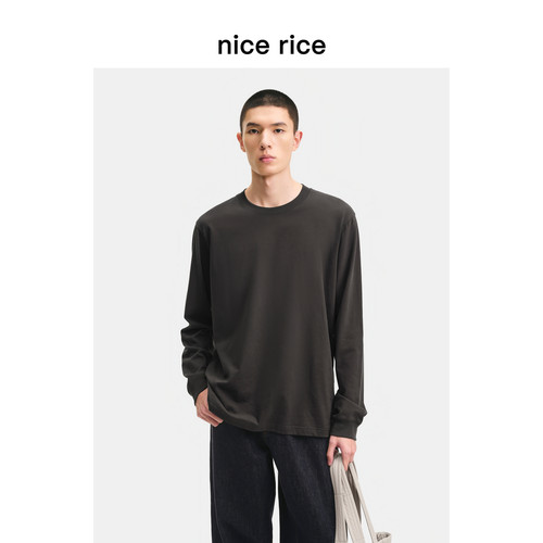 nicerice好饭磨毛圆领长袖T恤