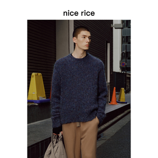 新品 25冬季 马海毛混纺宽松圆领花纱毛衣NHD05057 rice好饭 nice