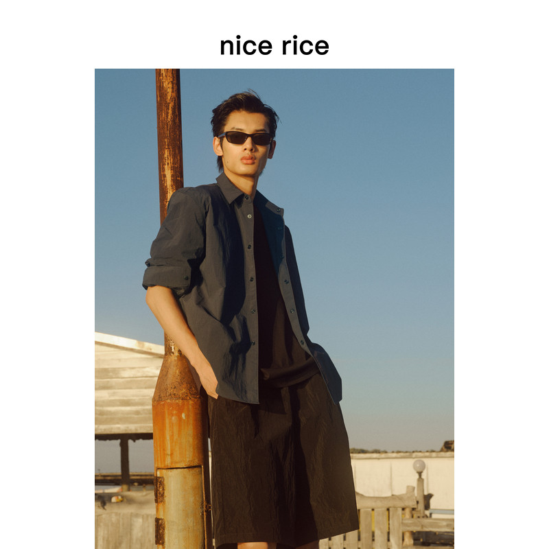 nice rice好饭 26春季新品直身皱感四合扣翻领长袖衬衫NIC03088