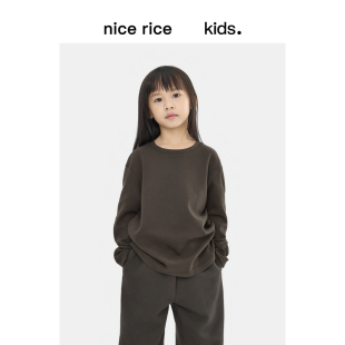 230G双面绒微弹圆领休闲长袖 秋冬童装 T恤NGD02062 rice好饭 nice