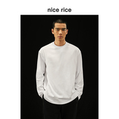 r.系列240G匹马棉休闲罗纹圆领长袖 nice rice好饭 T恤男NGC02070