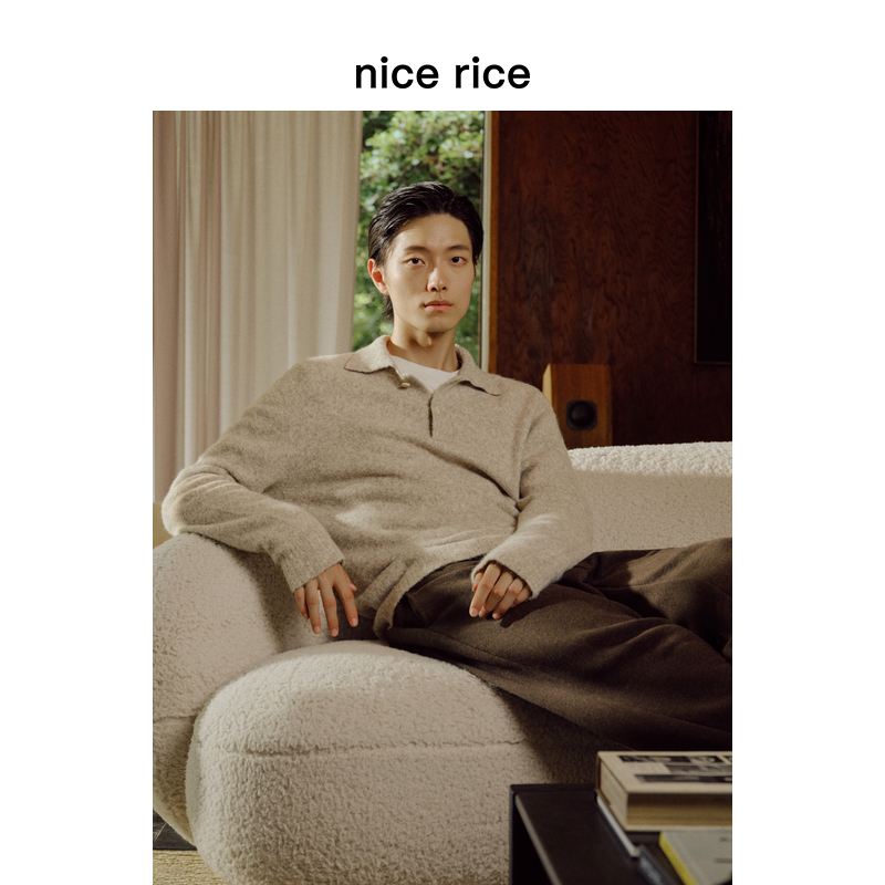 nicerice好饭直身polo绒绒针织衫