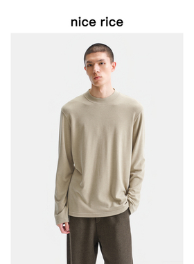 nice rice好饭 25冬季新品300G修身双面绒半高领长袖T恤NHD02038