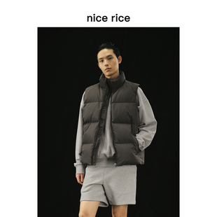 nice r.系列轻暖拉链立领白鸭绒休闲羽绒马甲NDQ10038 rice好饭