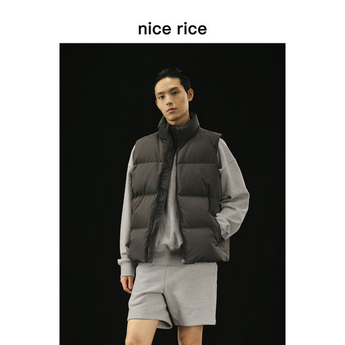 nicerice立领白鸭绒羽绒马甲