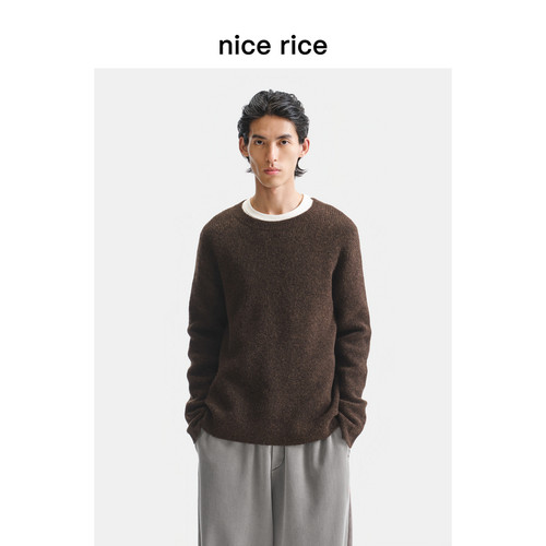 nicerice好饭直身圆领羊羔绒毛衣