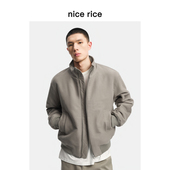 nice 全棉宽松立领磨毛摇粒绒厚夹克NHD06090 新品 rice好饭 25冬季