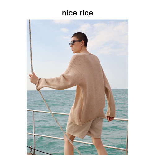 nicerice好饭宽松大圆领针织衫