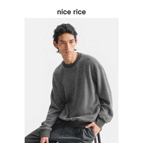 nicerice好饭宽松圆领肌理卫衣