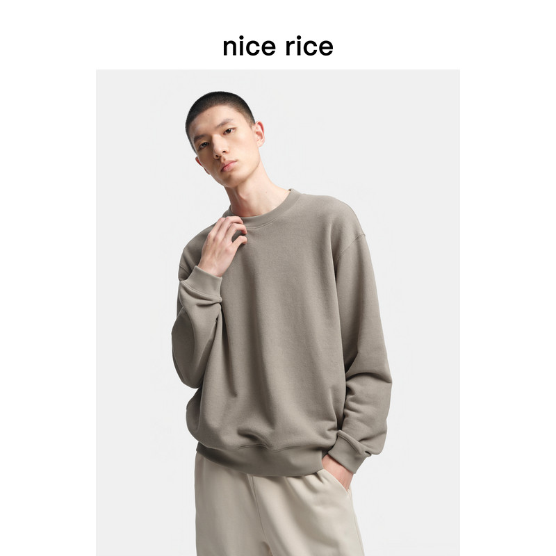 nice rice好饭 26春季新品400G宽松落肩袖肌理感圆领卫衣NIC04058