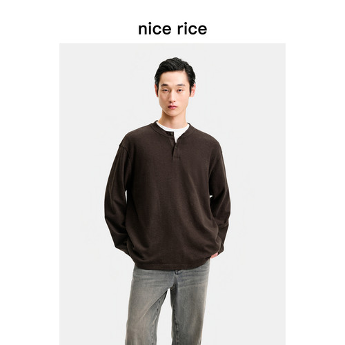 nicerice好饭亨利领长袖T恤