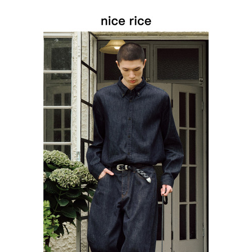 nicerice好饭直身牛仔长袖衬衫