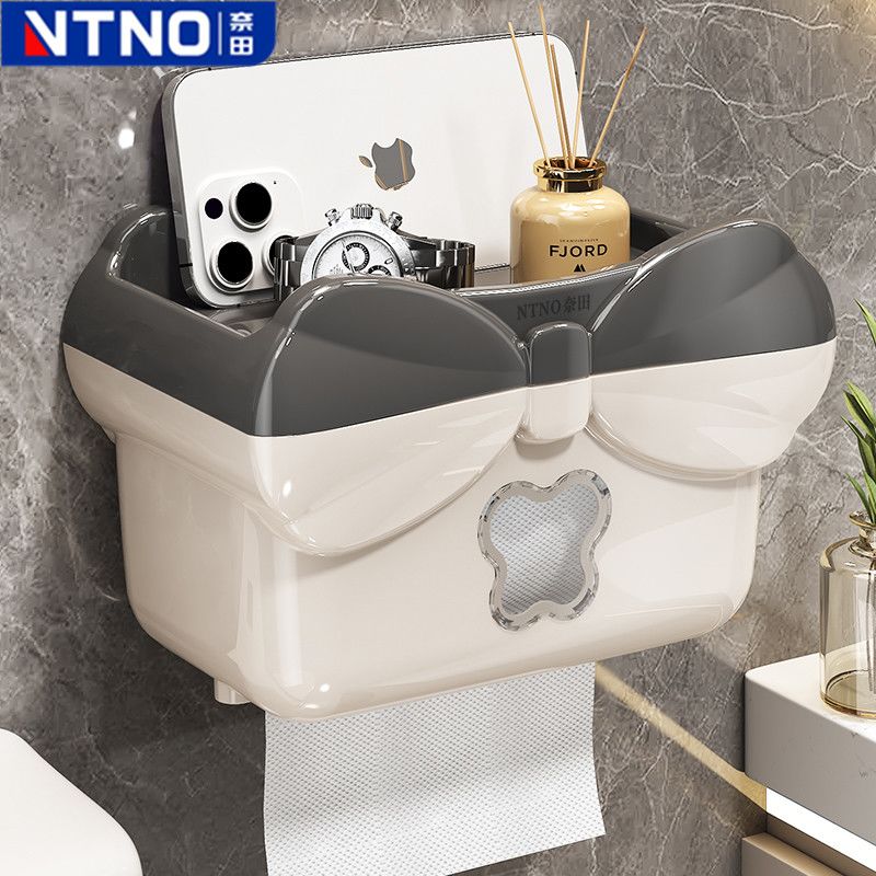 奈田厕所纸巾盒洗脸巾收纳盒免打孔壁挂式抽纸盒卫生间卷纸置物架