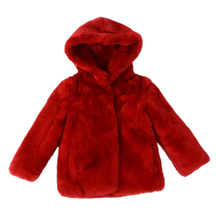 女童毛毛外套带耳朵秋冬2025新款加厚中长款儿童皮草外套真獭兔毛