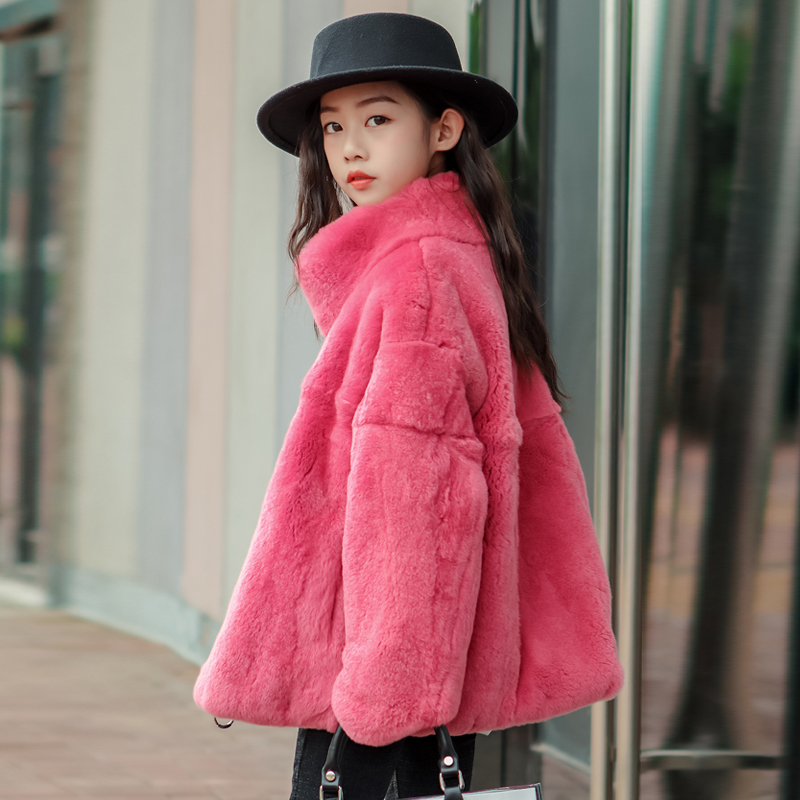 中大童真獭兔毛整皮宝宝保暖外套