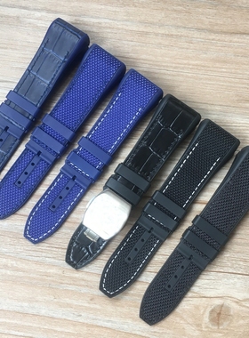 适配FM法兰克穆勒真皮手表带男法穆兰V45硅胶尼龙黑蓝色表链28mm