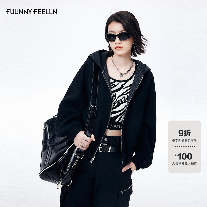 【双面可穿】FF仿佛短外套女2026春季新款连帽保暖时尚加厚外套,女装/女士精品,短外套,淘宝优惠券,粉丝福利购,淘宝优惠卷