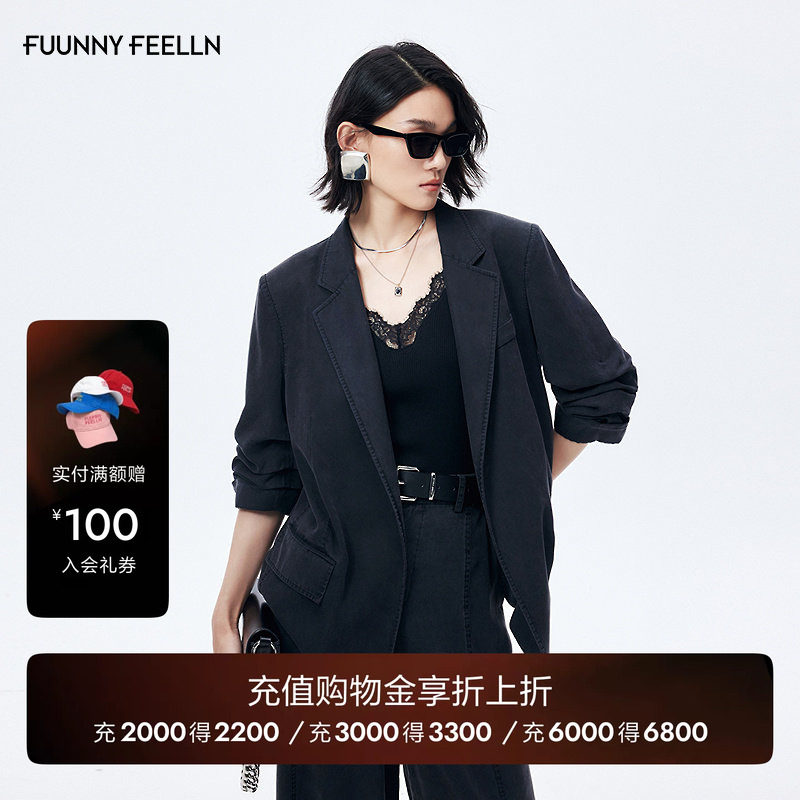 FF仿佛西装外套女2026春季新款职业通勤休闲肩垫半袖高级感西服