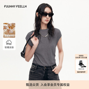 上衣 FF仿佛薄针织衫 2025年早秋新款 格雷灰套头修身 设计感简约短袖