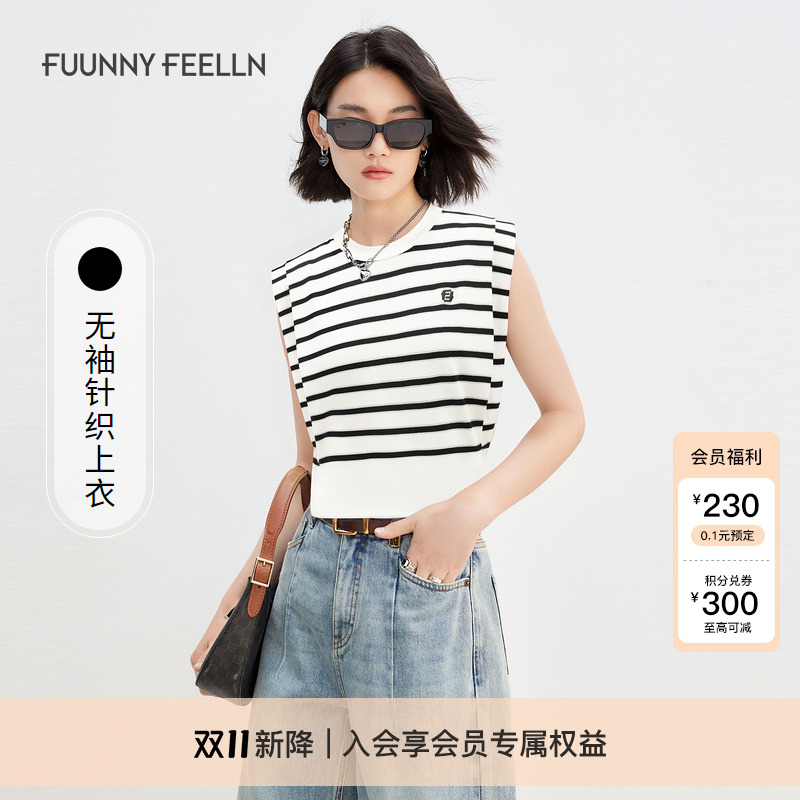 仿佛无袖T恤女圆领套头