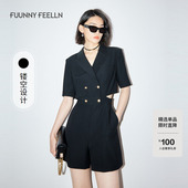 连衣裤 仿佛夏季 商场同款 西装 式 露腰气质设计感西装 裙