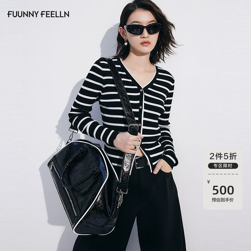 FF仿佛条纹百搭针织衫女