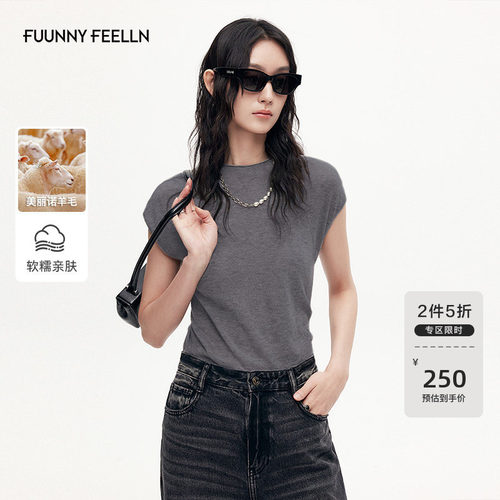 仿佛格雷灰套头修身简约短袖上衣