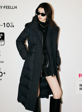 【折扣新降】【极寒系列】FF仿佛冬季新款黑色翻领羽绒服女长款