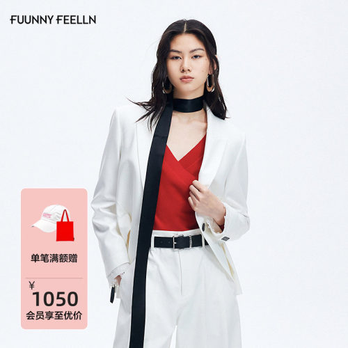 FF仿佛干练通勤白色西装外套女