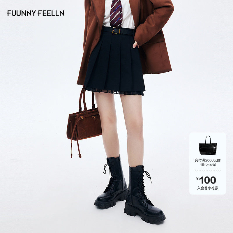 FF仿佛半身裙女2026春季新款学院风百褶百搭休闲减龄短裙半裙