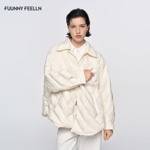 FF仿佛菱形绗缝鸭绒羽绒服