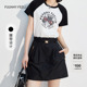 FF仿佛夏季 黑色半身裙女a字高腰包臀工装 小个子设计感